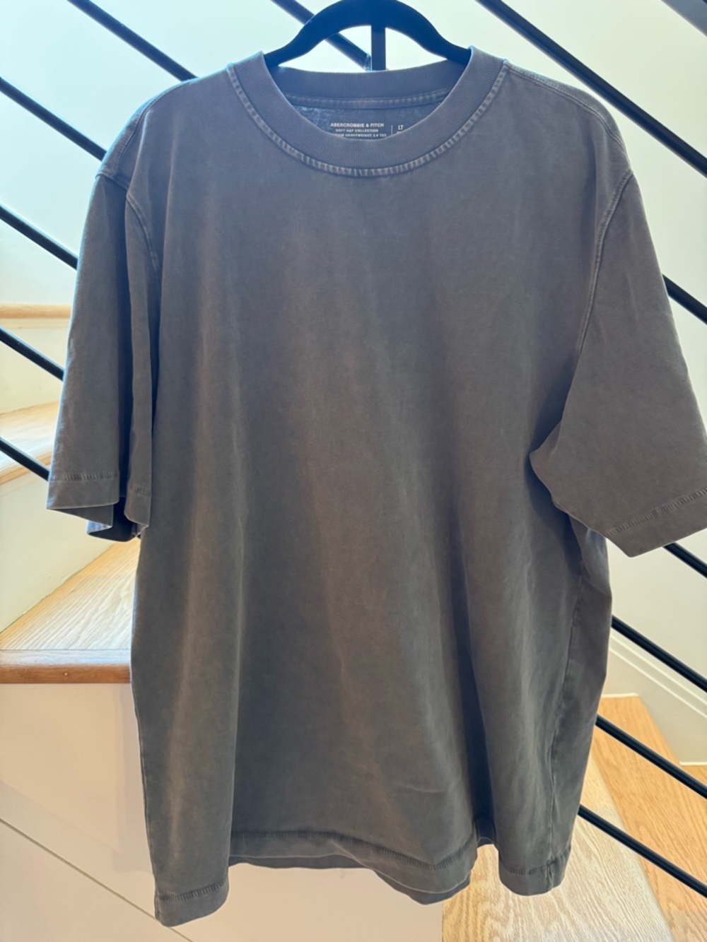 Abercrombie & Fitch Men’s Washed Dark Gray Crewneck Tee
